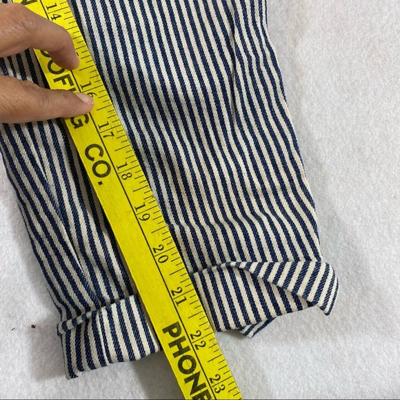 Gap Striped Capri pants Cuffed Hem Pockets Cinched adjustable strap sz2 Capris - Picture 8 of 12